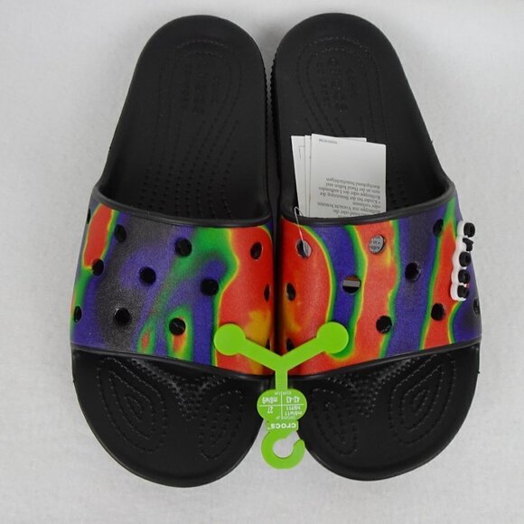 Crocs Solarized Slides Sandals Men\'s Size 9 Women\'s 11 Red Blue Colorful